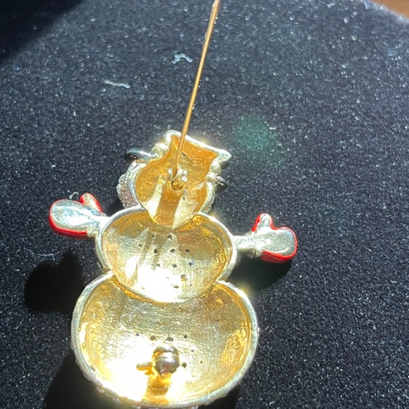 Snowman Pin/Large/Jeweled/Holiday/Christmas - Picture 2 of 5